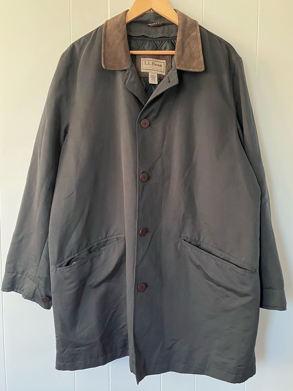 Vintage LL Bean Lined Chore Coat Jacket Grey Removable Liner Barn Utility Retro